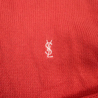 Vintage YSL Yves Saint Laurent knitted jumper in salmon / coral pink with white embroidered logo.